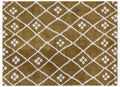 Mustard rug with white geometric pattern