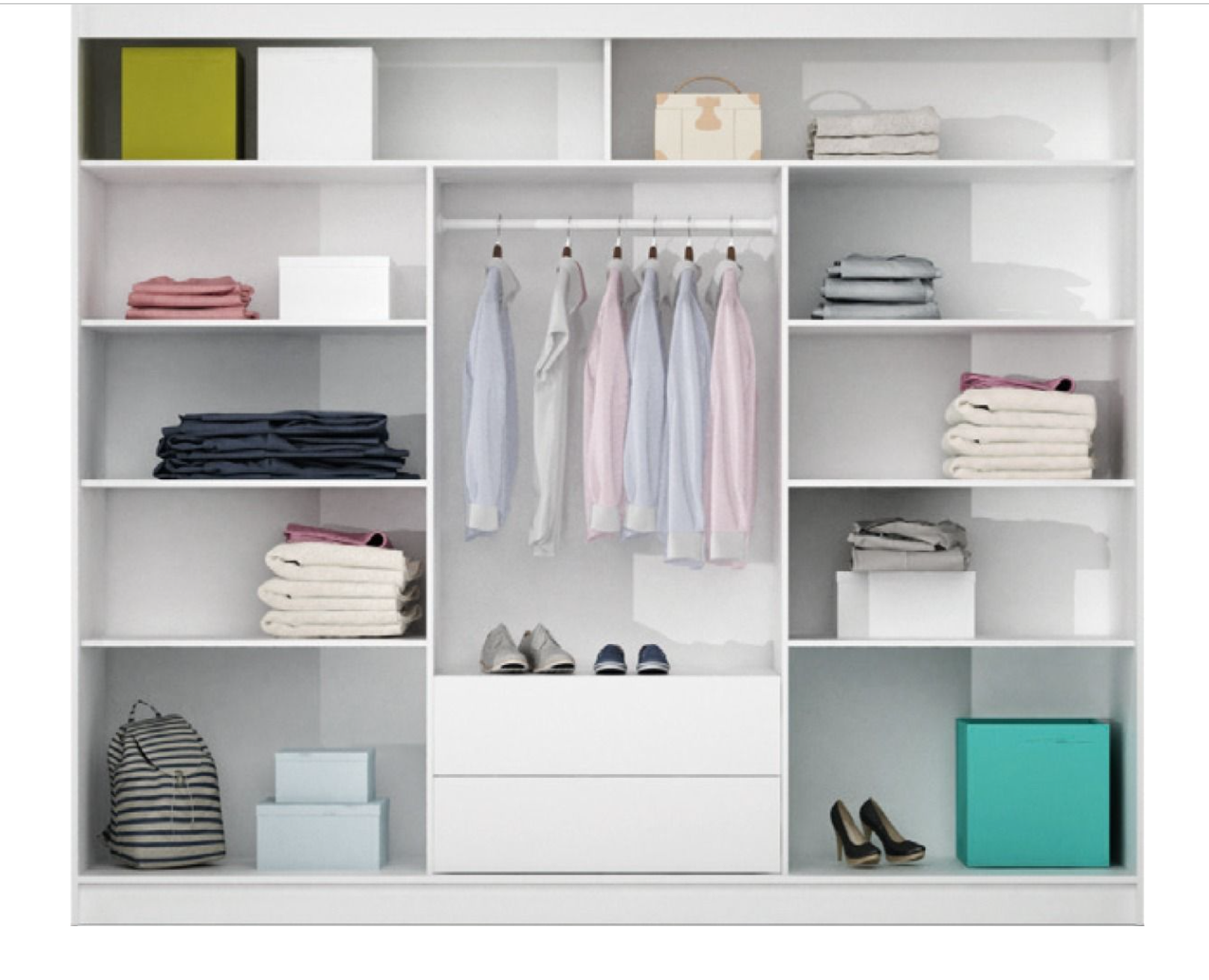 Paris Lux 2.5m Sliding Wardrobe (White, Grey, Oak)