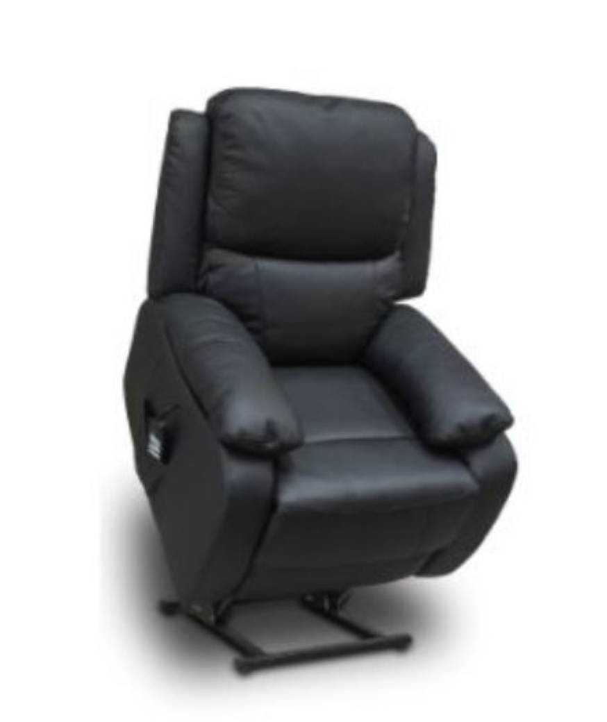 Black recliner chair on a white background