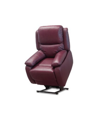 Maroon leather recliner chair on a white background