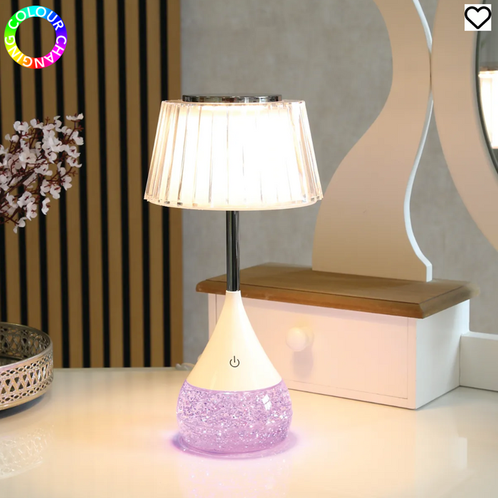 Pleated Shade LED Colour Changing Glitter Lamp 15 x 28cm