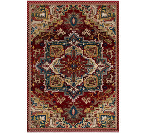 Decorative rug with intricate patterns on a white background
