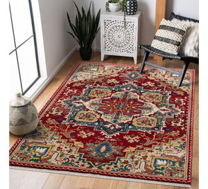 Decorative rug with intricate patterns.