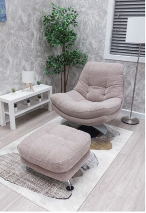 Armani Fabric Swivel Chair – Champagne