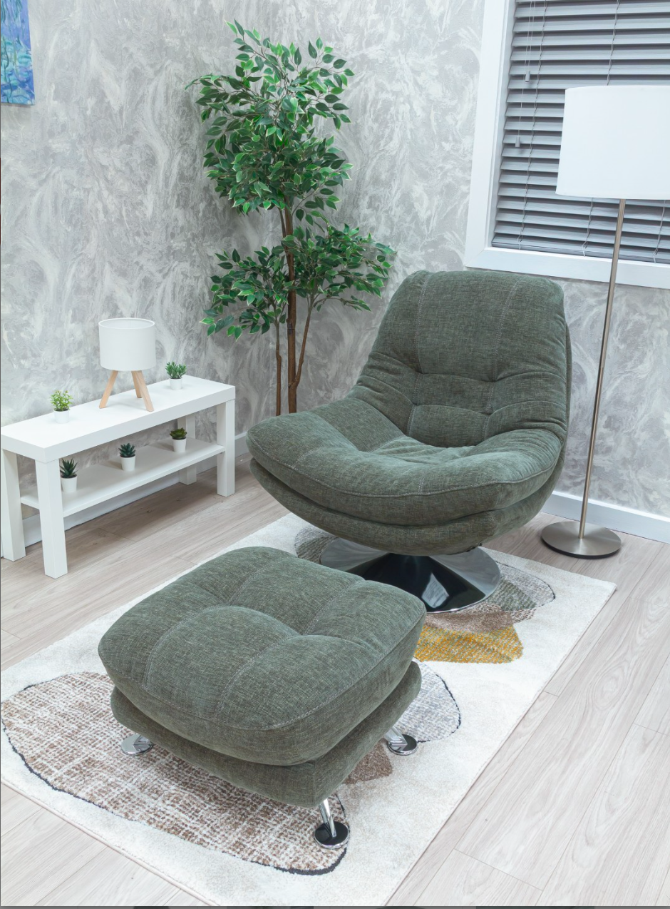 Armani Fabric Swivel Chair – Nature Sage Green
