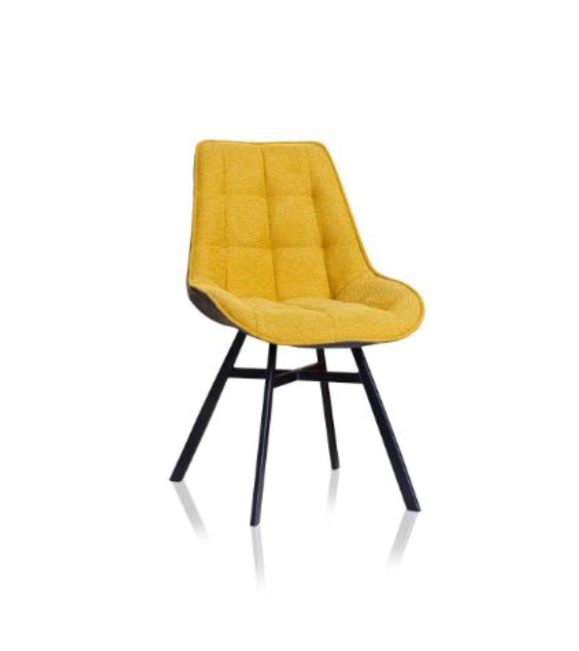 Yellow chair with black legs on a white background
