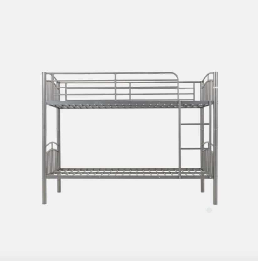 Metal bunk bed on a white background
