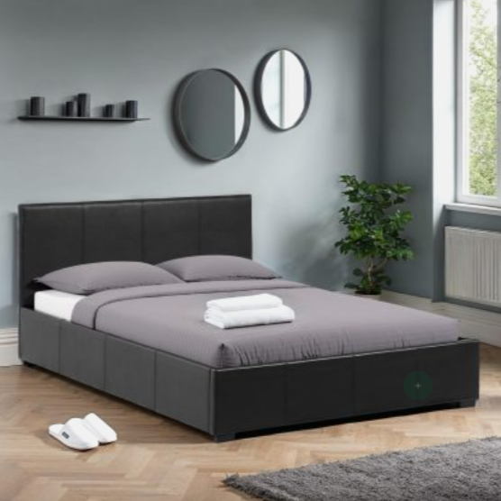 Waverley Storage Bed – Black Faux Leather (Available in 4'6" & 5')