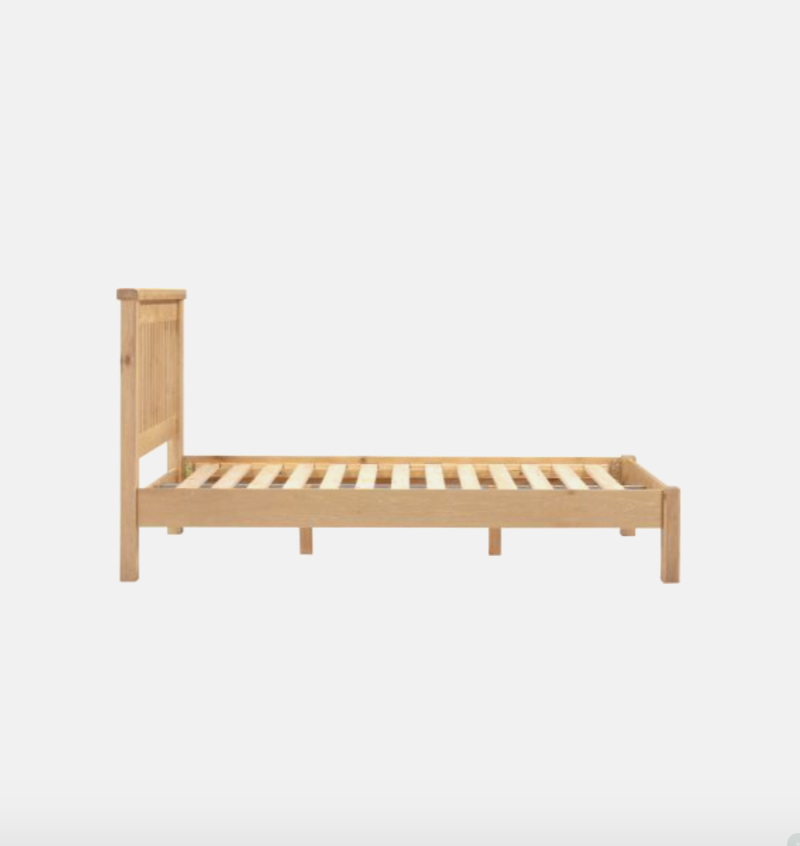 Wooden bed frame on a white background