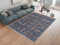 Maple rug. Navy with pattern in living area
