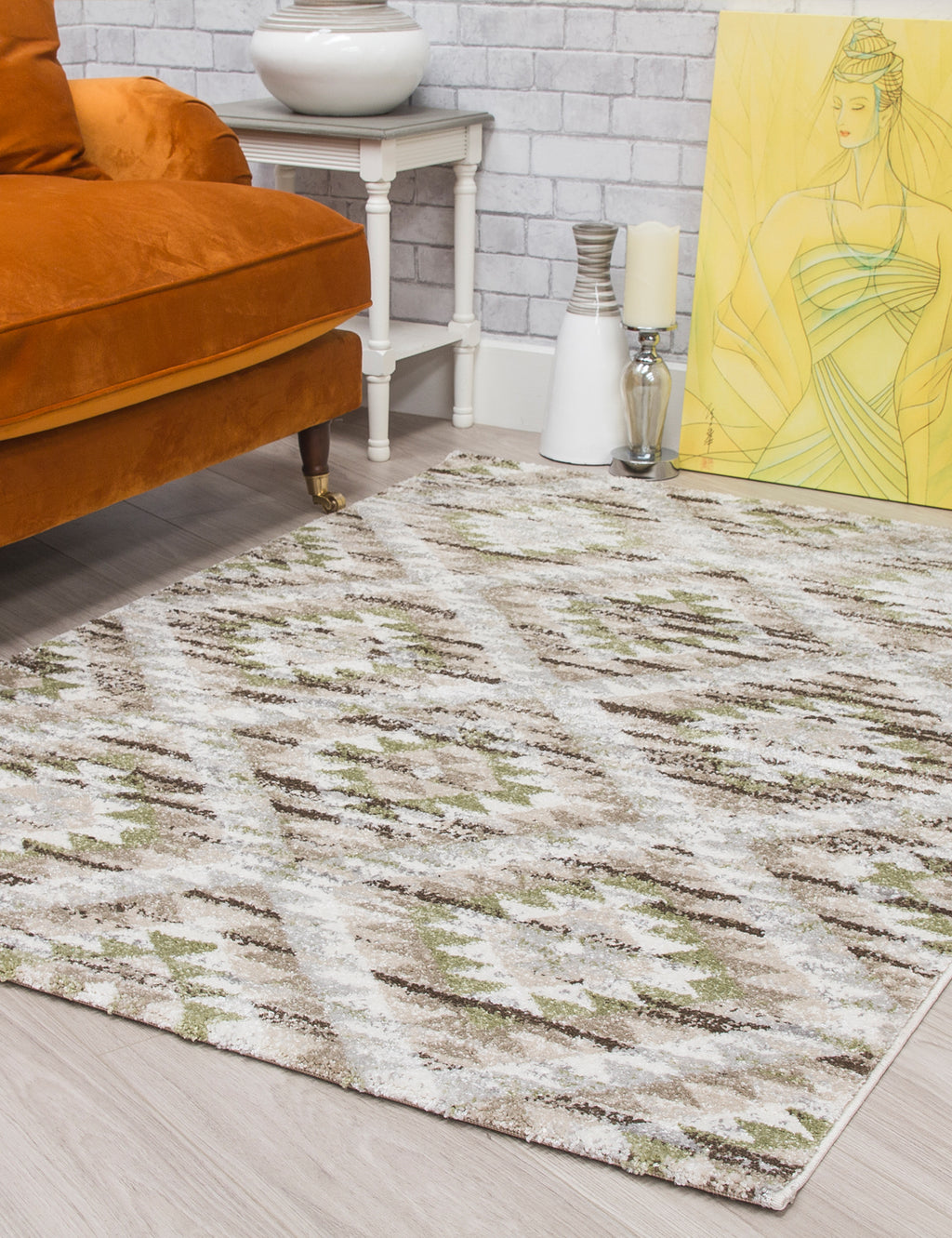 Ardenne Azteca Green Rug