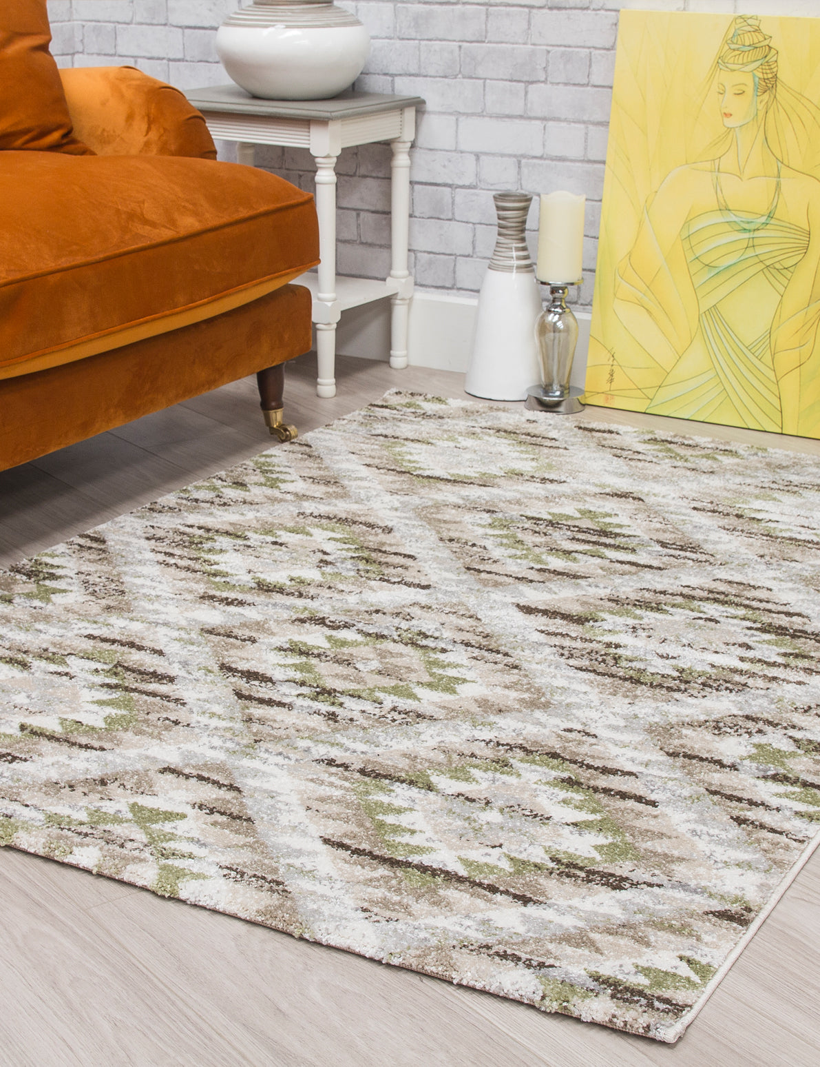 Ardenne Azteca Green Rug