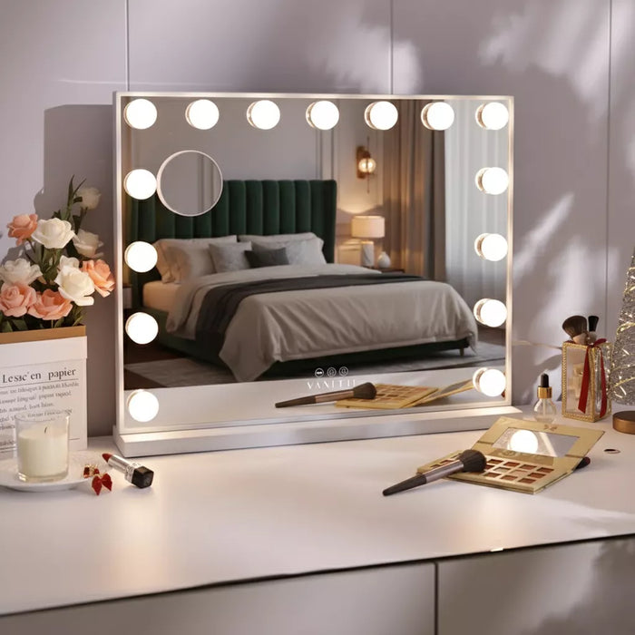 VANITII Mary Hollywood Vanity Mirror XXL – 15 Dimmable LED Bulbs