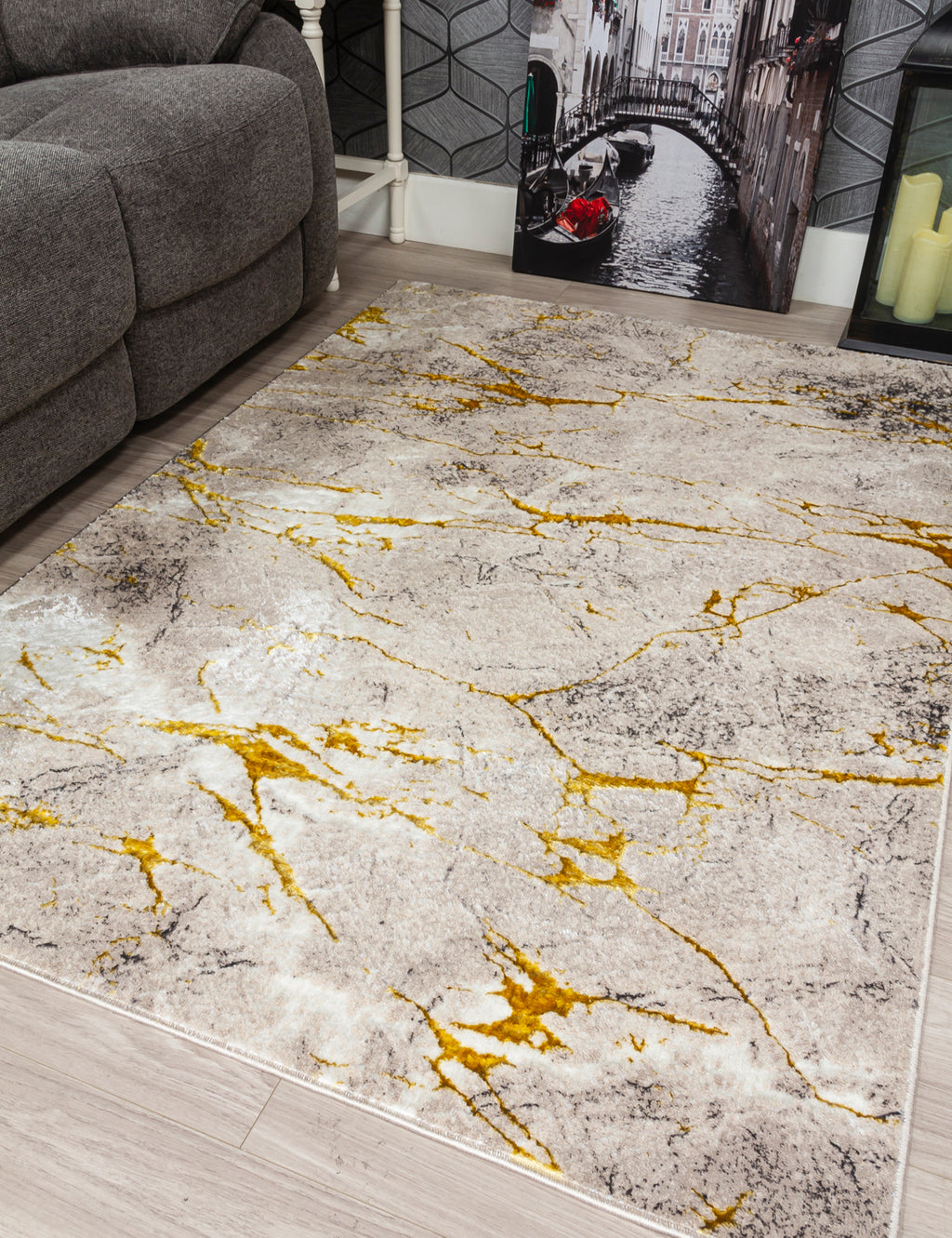 Glitz Marble Ochre Rug