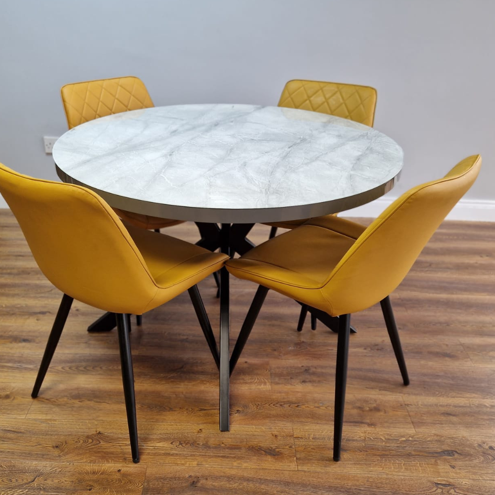 Dario Round Dining Table (black legs)