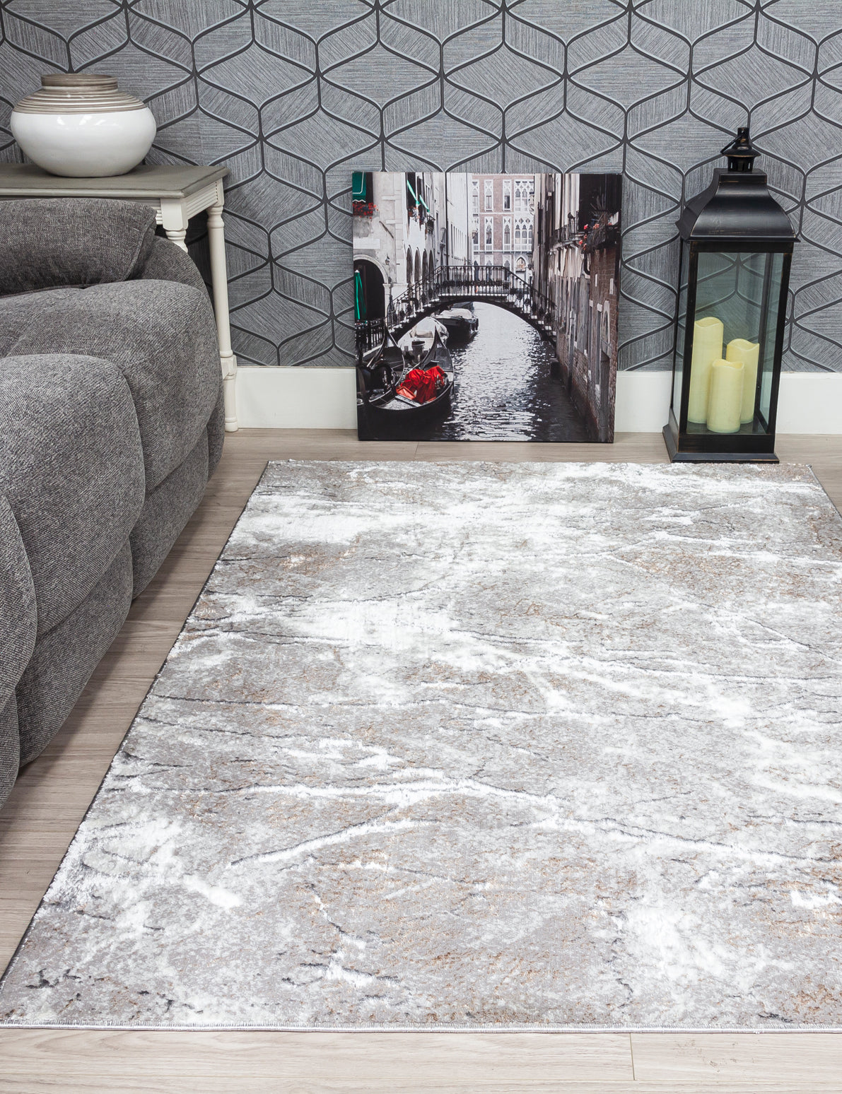 Glitz Marble Grey Rug