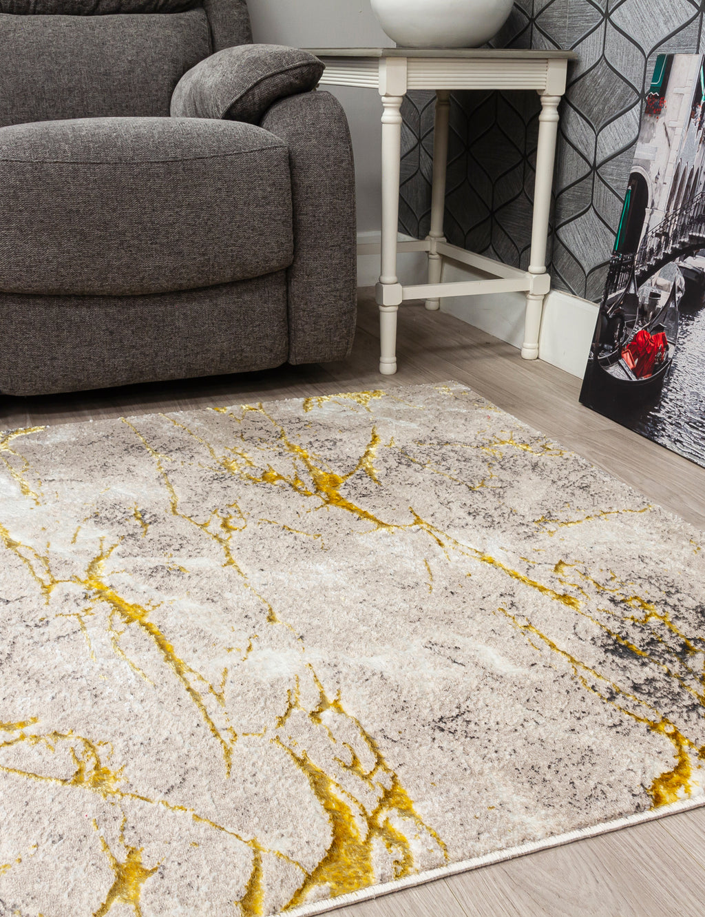 Glitz Marble Ochre Rug