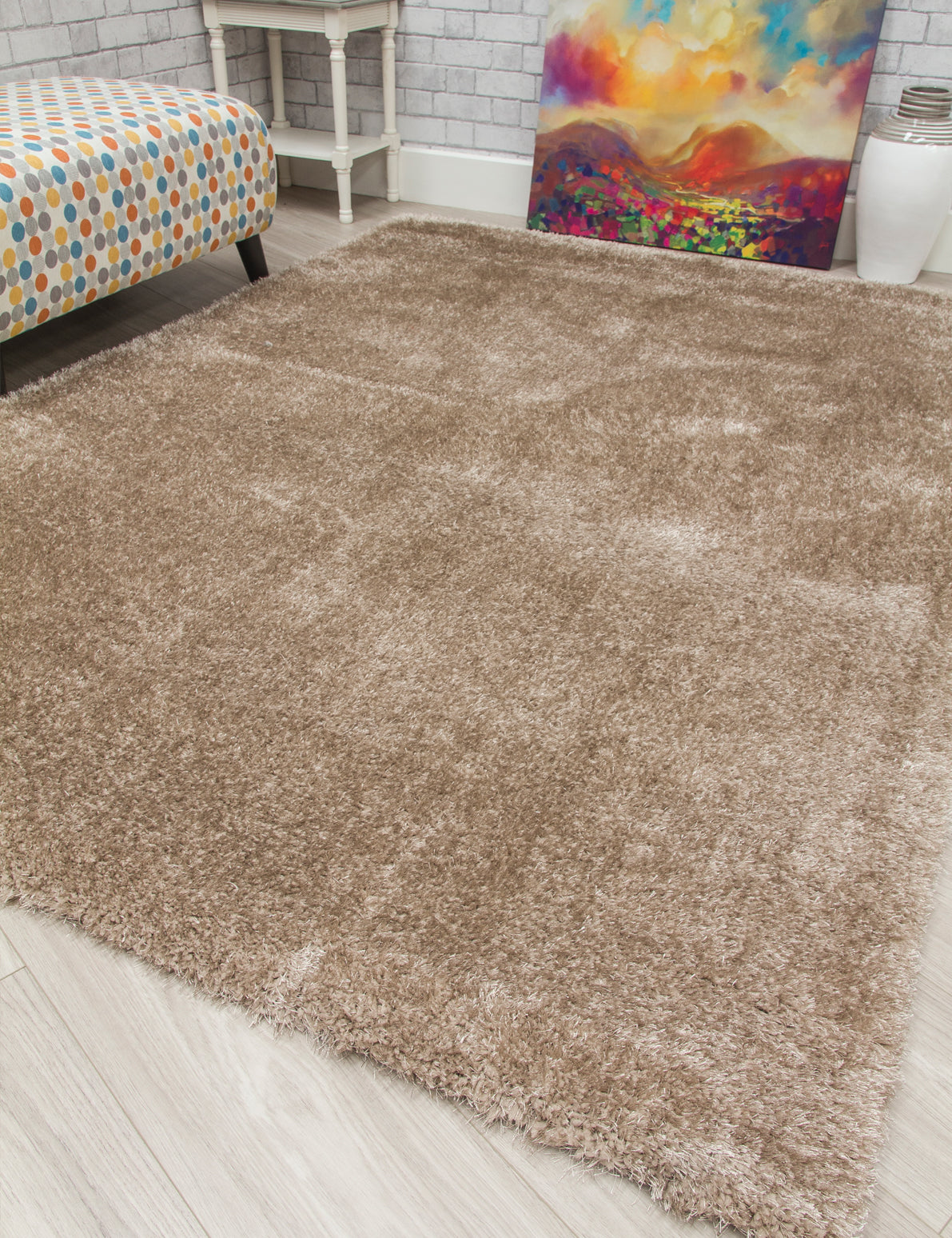 Plush Shaggy Beige Rug