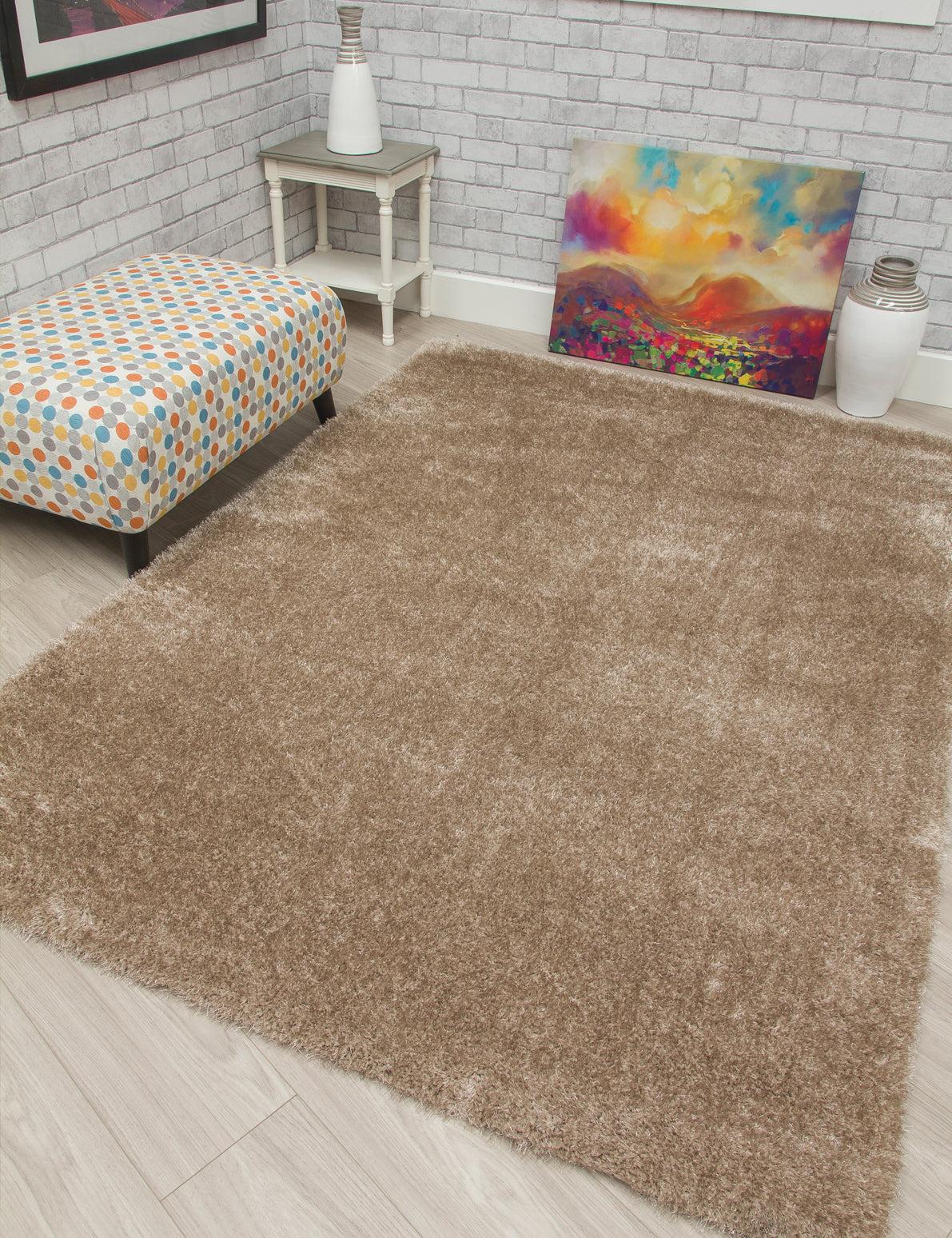Plush Shaggy Beige Rug