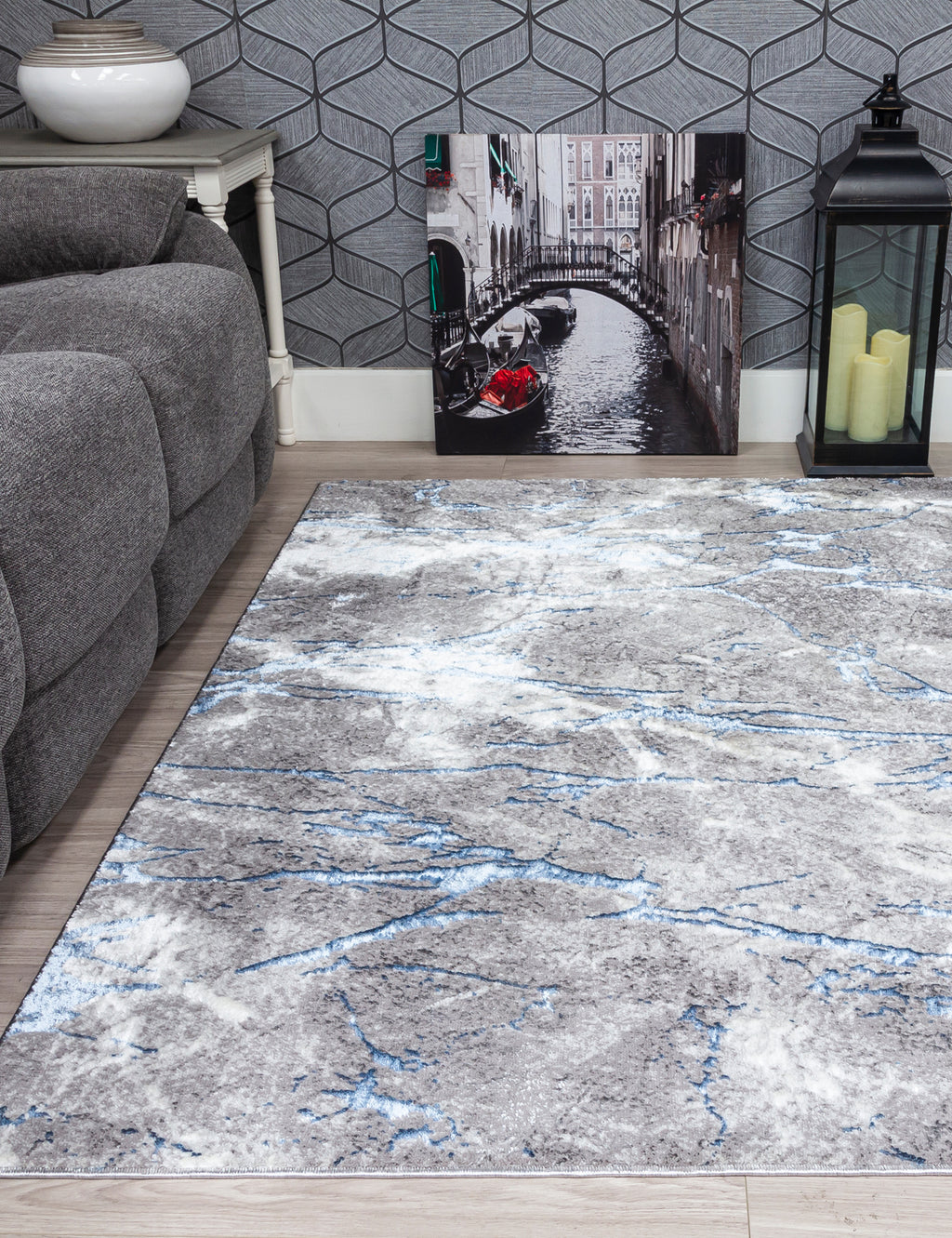 Glitz Marble Blue Rug