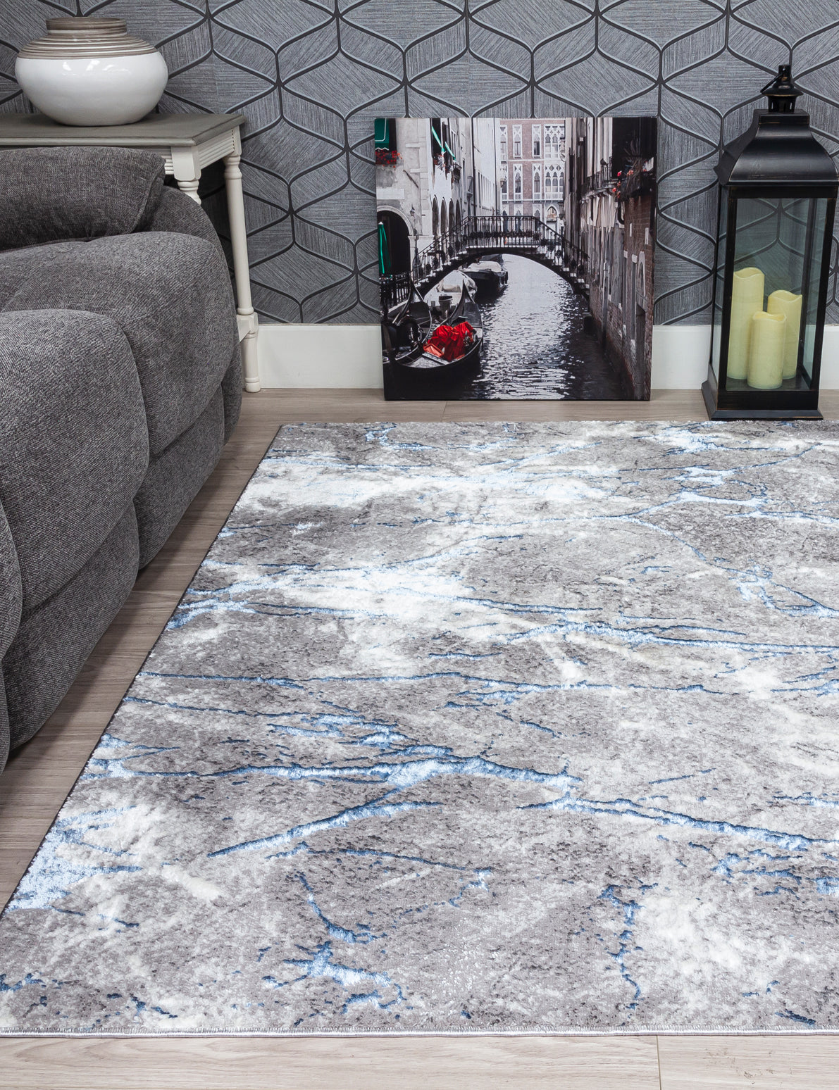 Glitz Marble Blue Rug
