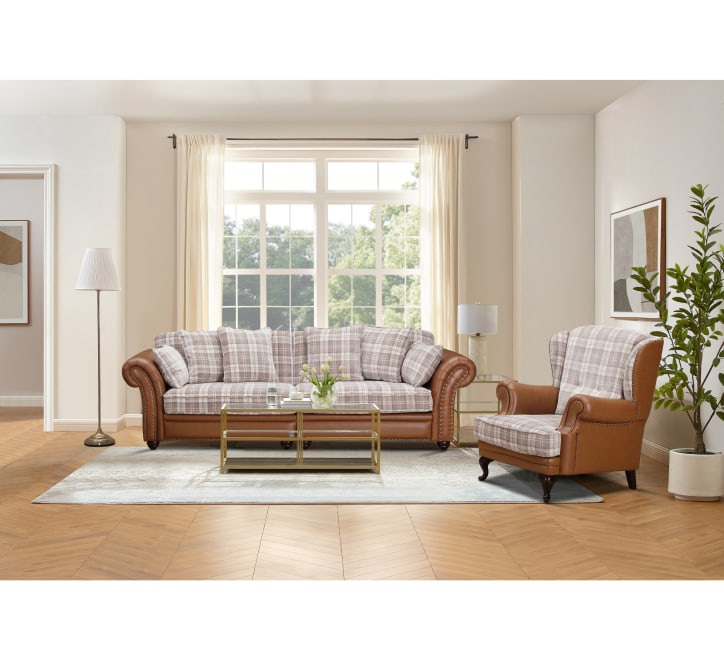 Imperial Leather and Fabric Sofa