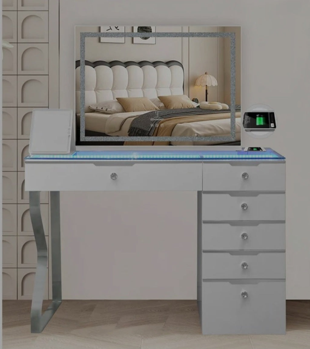 GLAMOUR Mini Vanity Desk- 6 Storage Drawers