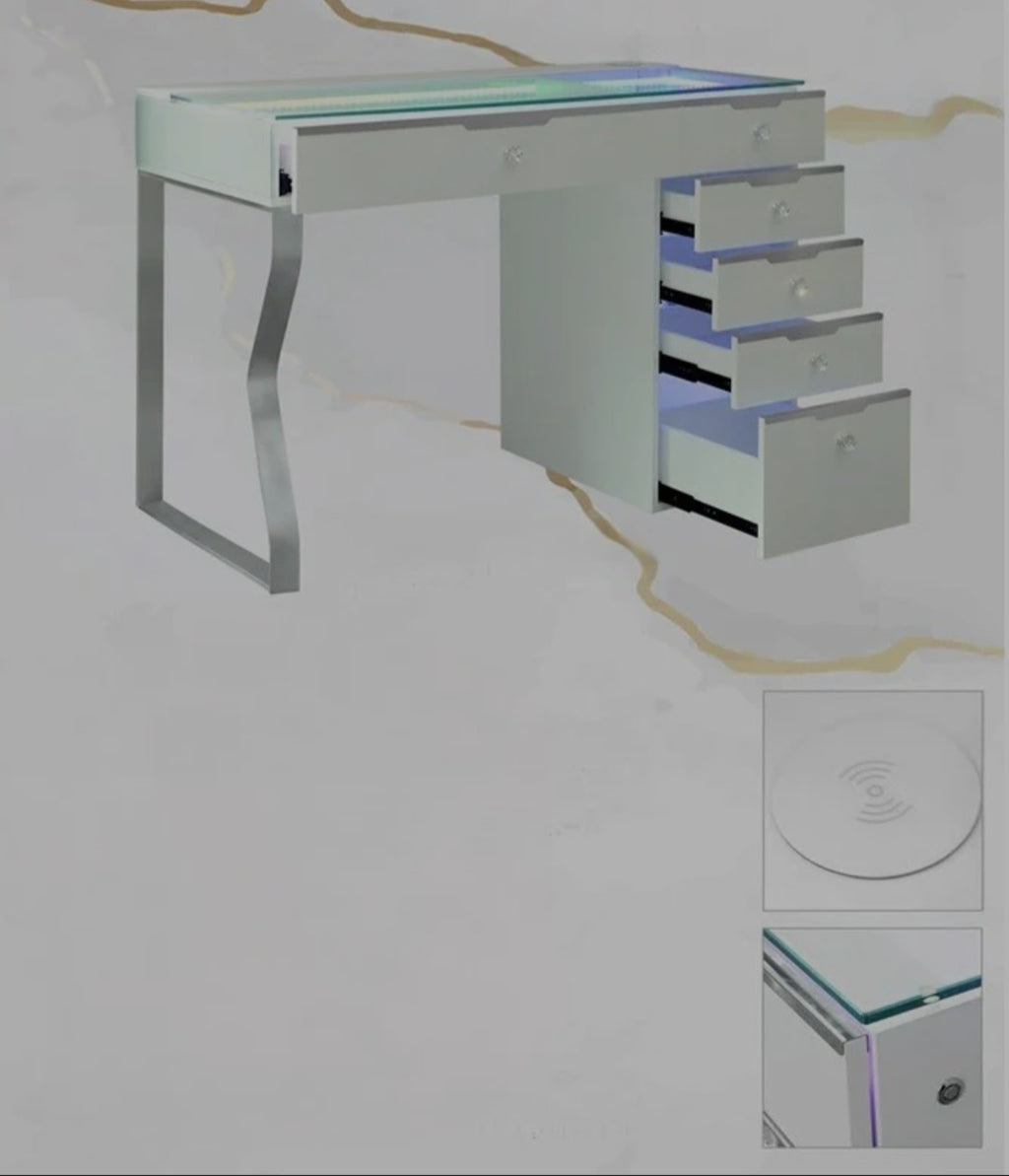 GLAMOUR Mini Vanity Desk- 6 Storage Drawers