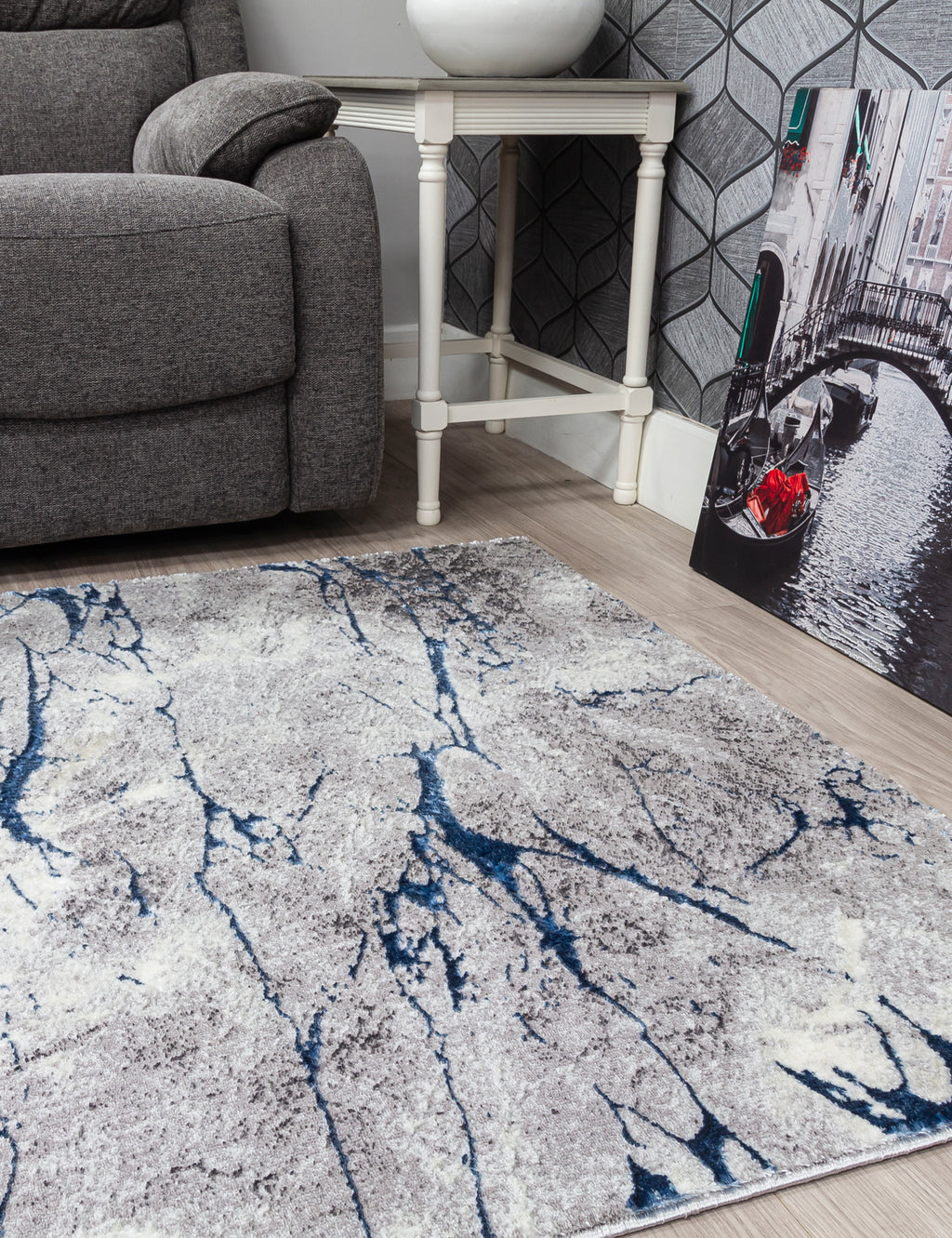 Glitz Marble Blue Rug