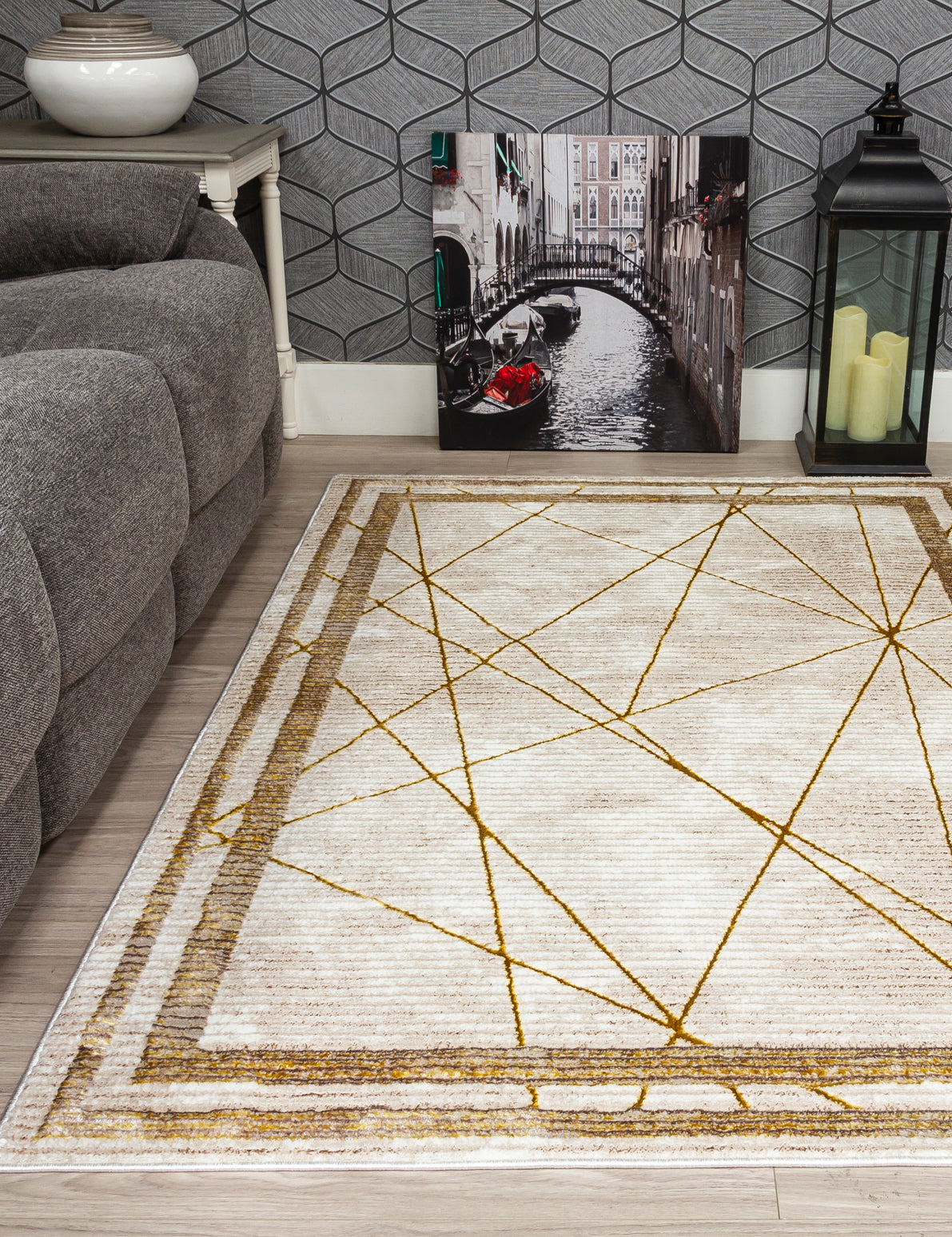Glitz Art Deco Ochre Rug
