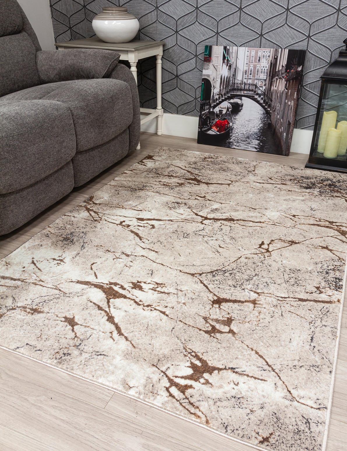 Glitz Marble Beige Rug