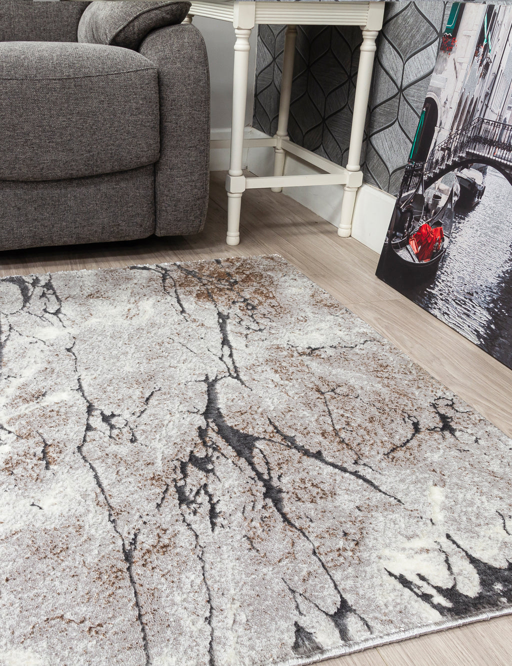 Glitz Marble Grey Rug