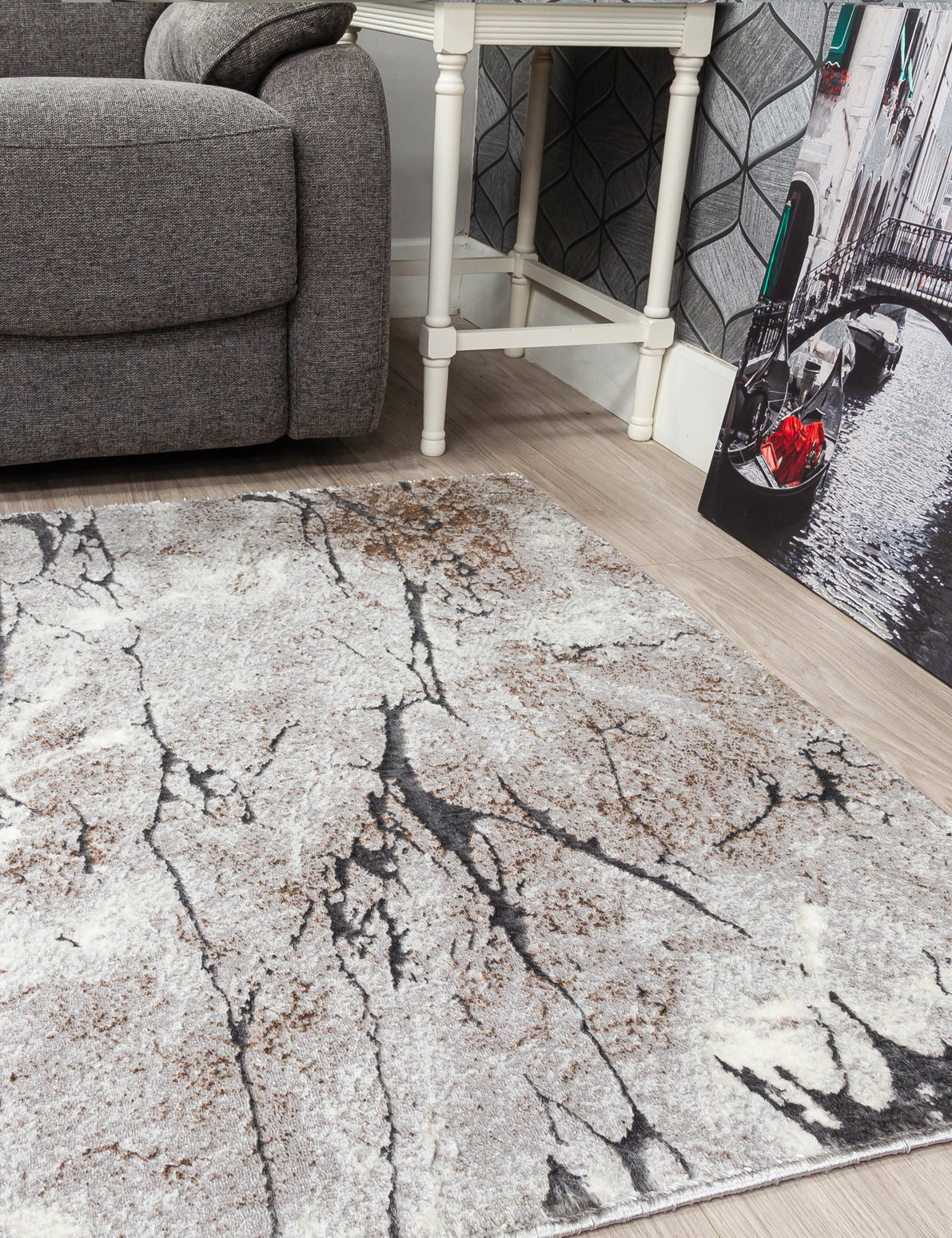 Glitz Marble Grey Rug
