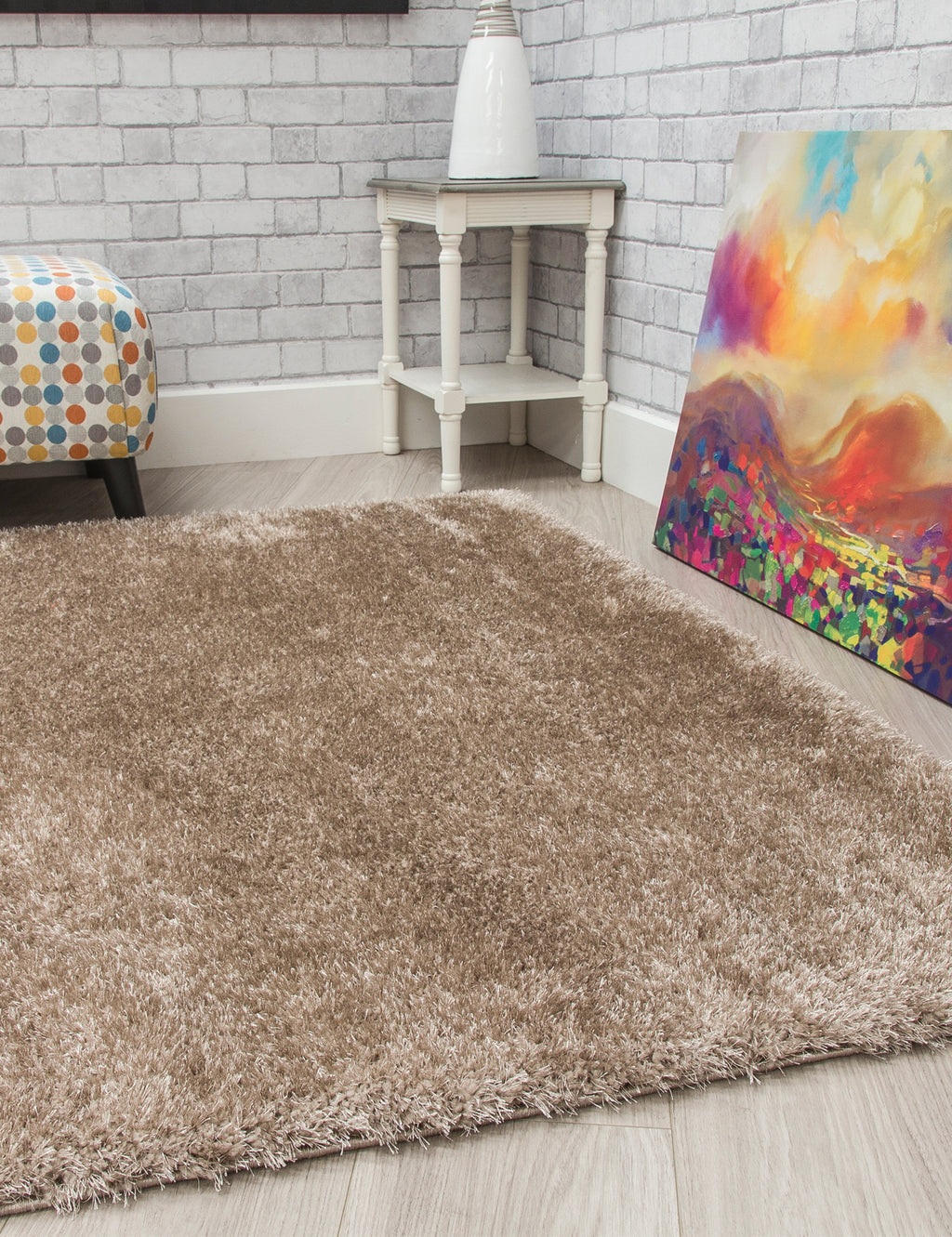 Plush Shaggy Beige Rug