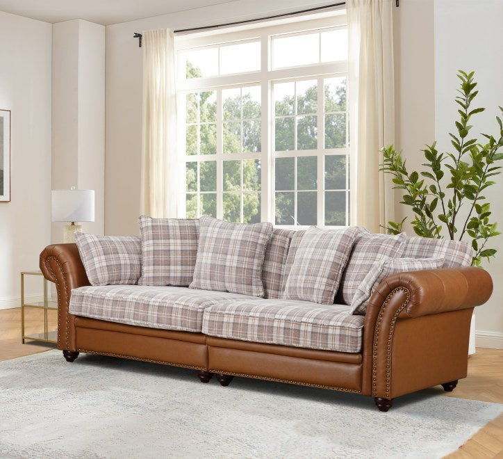 Imperial Leather and Fabric Sofa