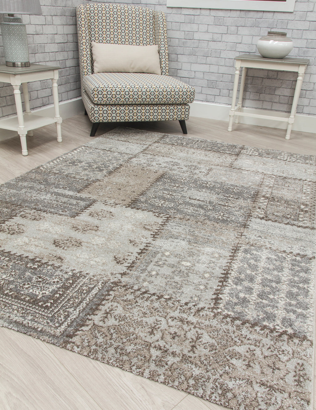 Antika Patchwork Greige Rug