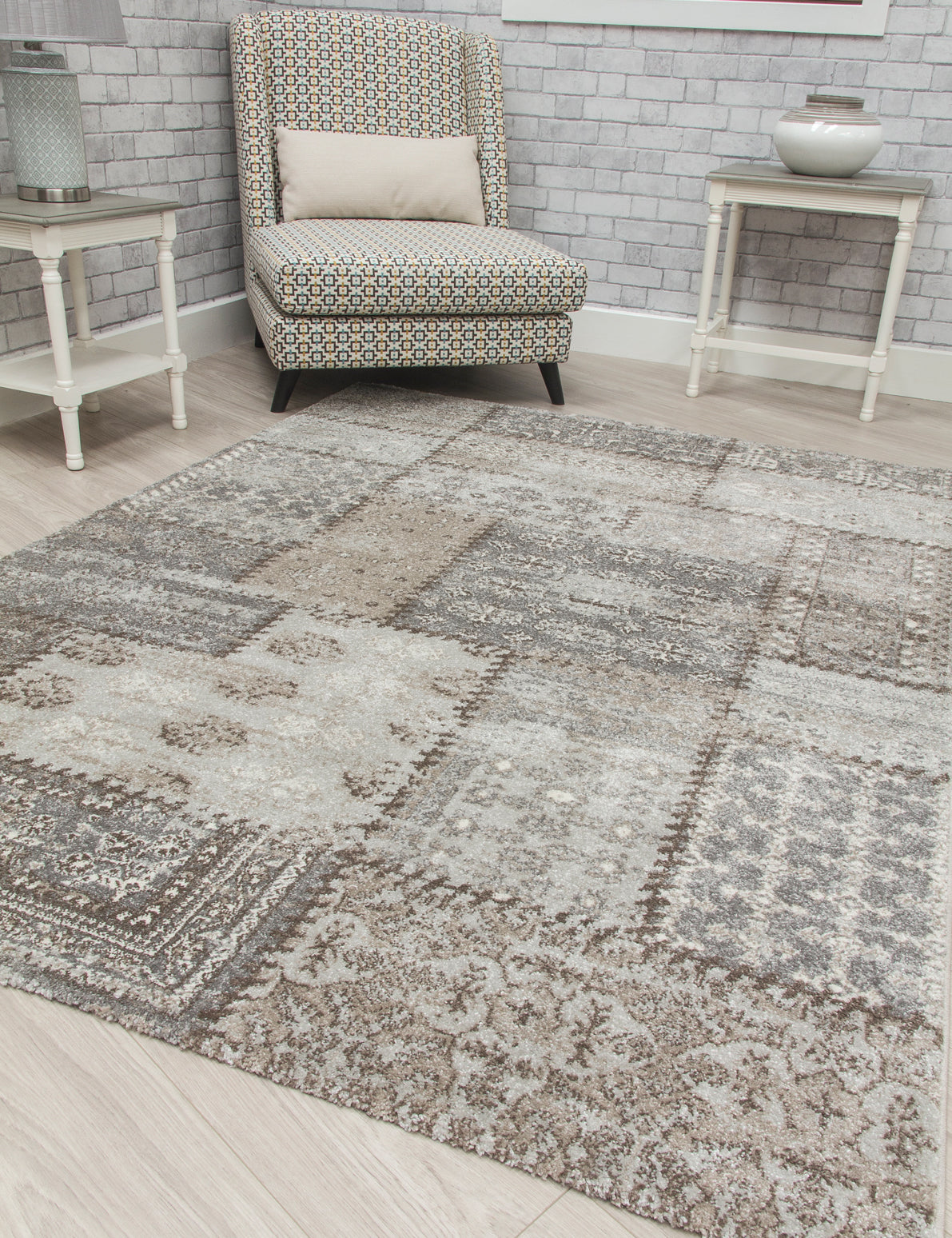 Antika Patchwork Greige Rug