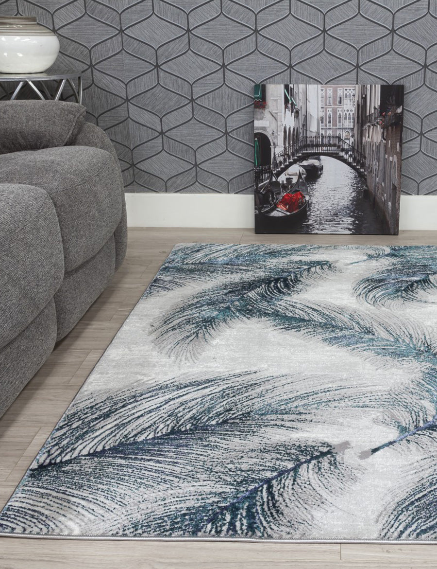 Boutique Plumes Blue Rug