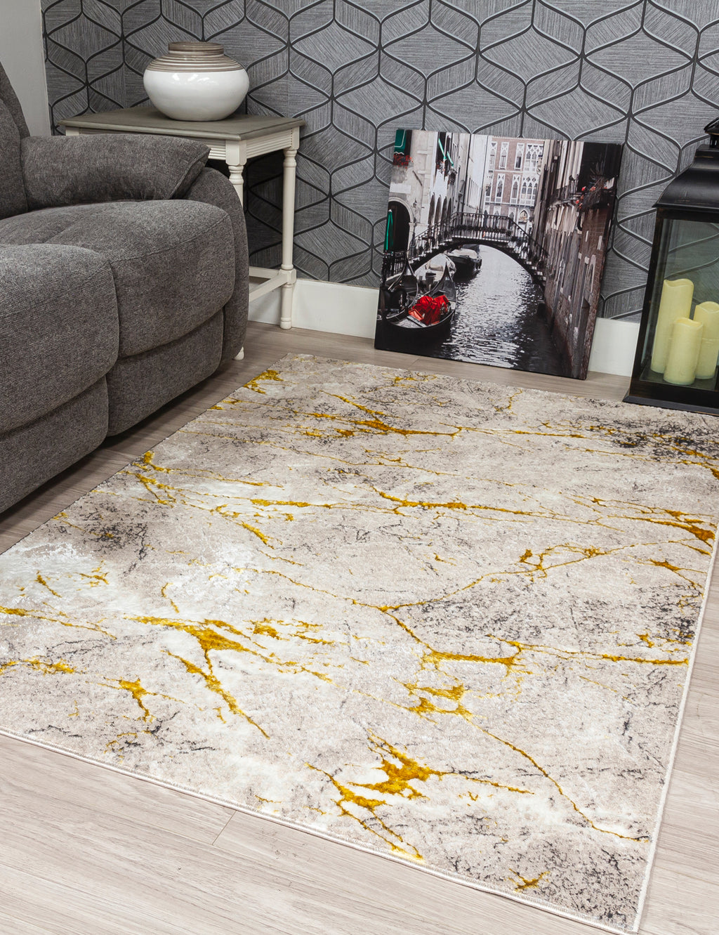 Glitz Marble Ochre Rug