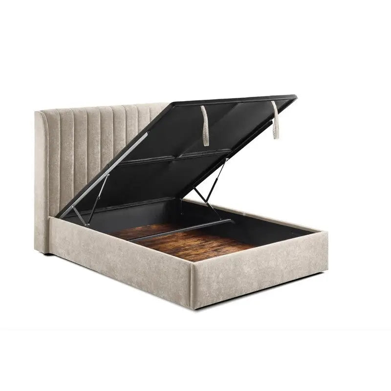 Frida Gaslift Ottoman Storage Bedframe Beige