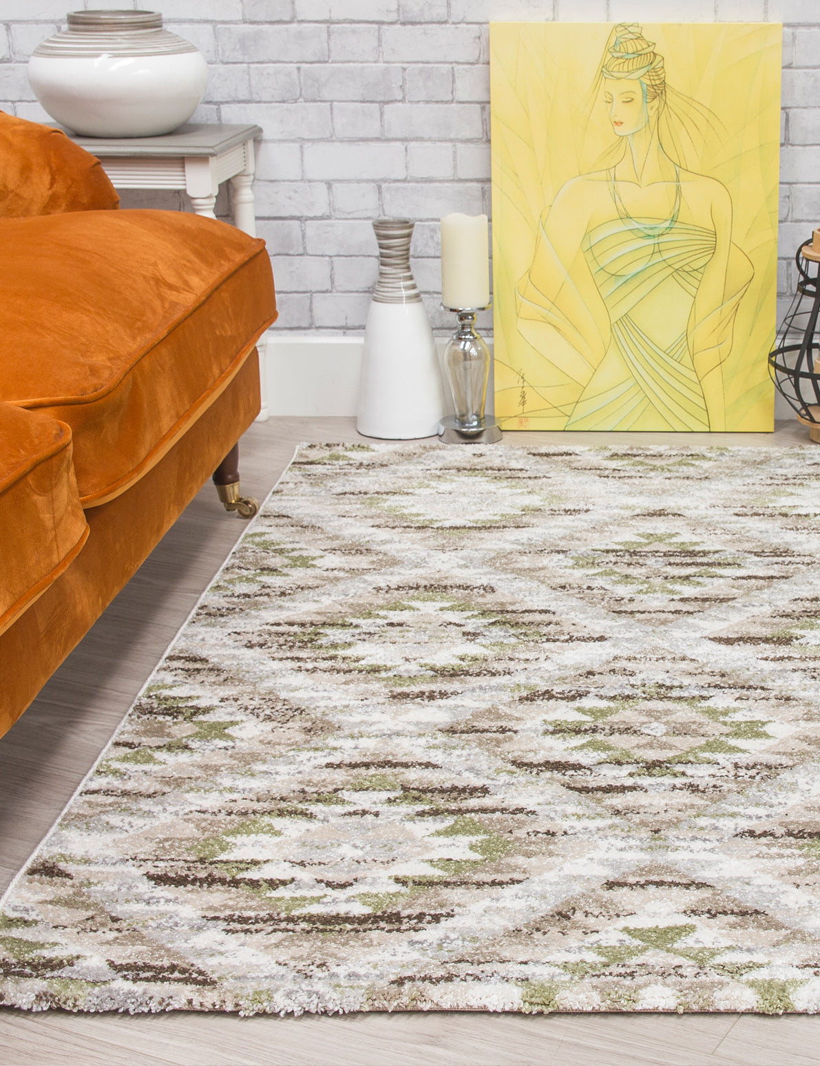 Ardenne Azteca Green Rug