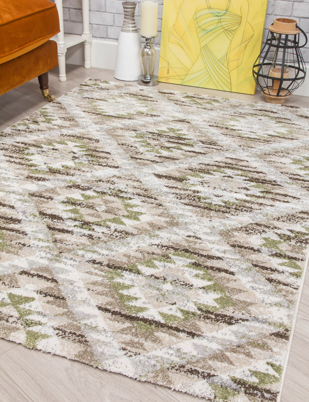 Ardenne Azteca Green Rug