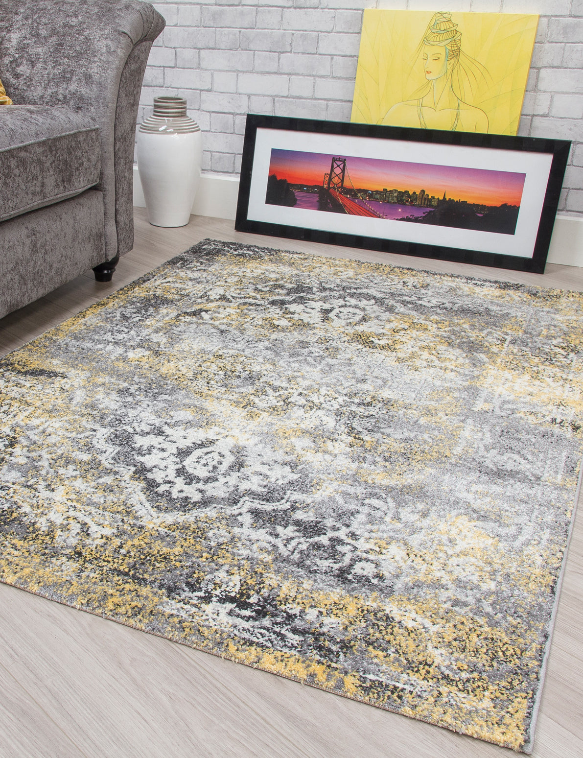 Antika Medallion Yellow Rug