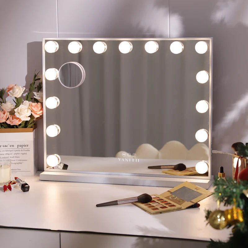 VANITII Mary Hollywood Vanity Mirror XXL – 15 Dimmable LED Bulbs