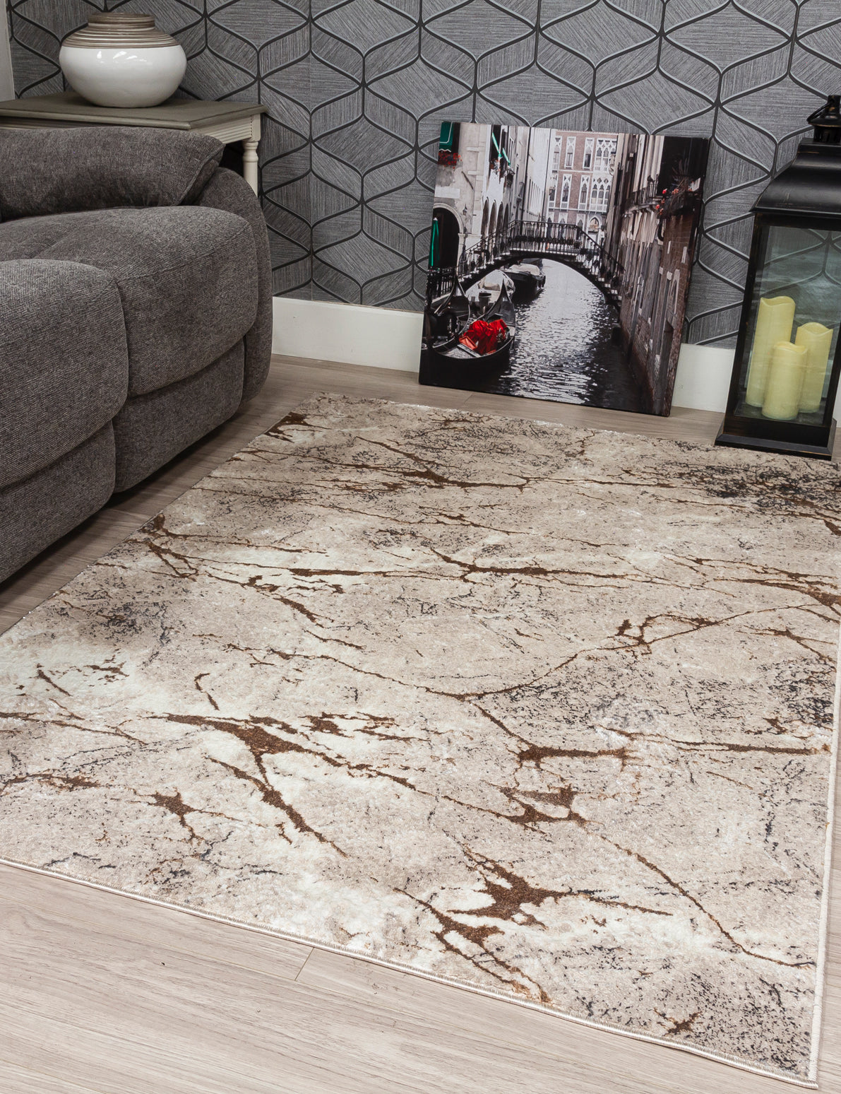 Glitz Marble Beige Rug