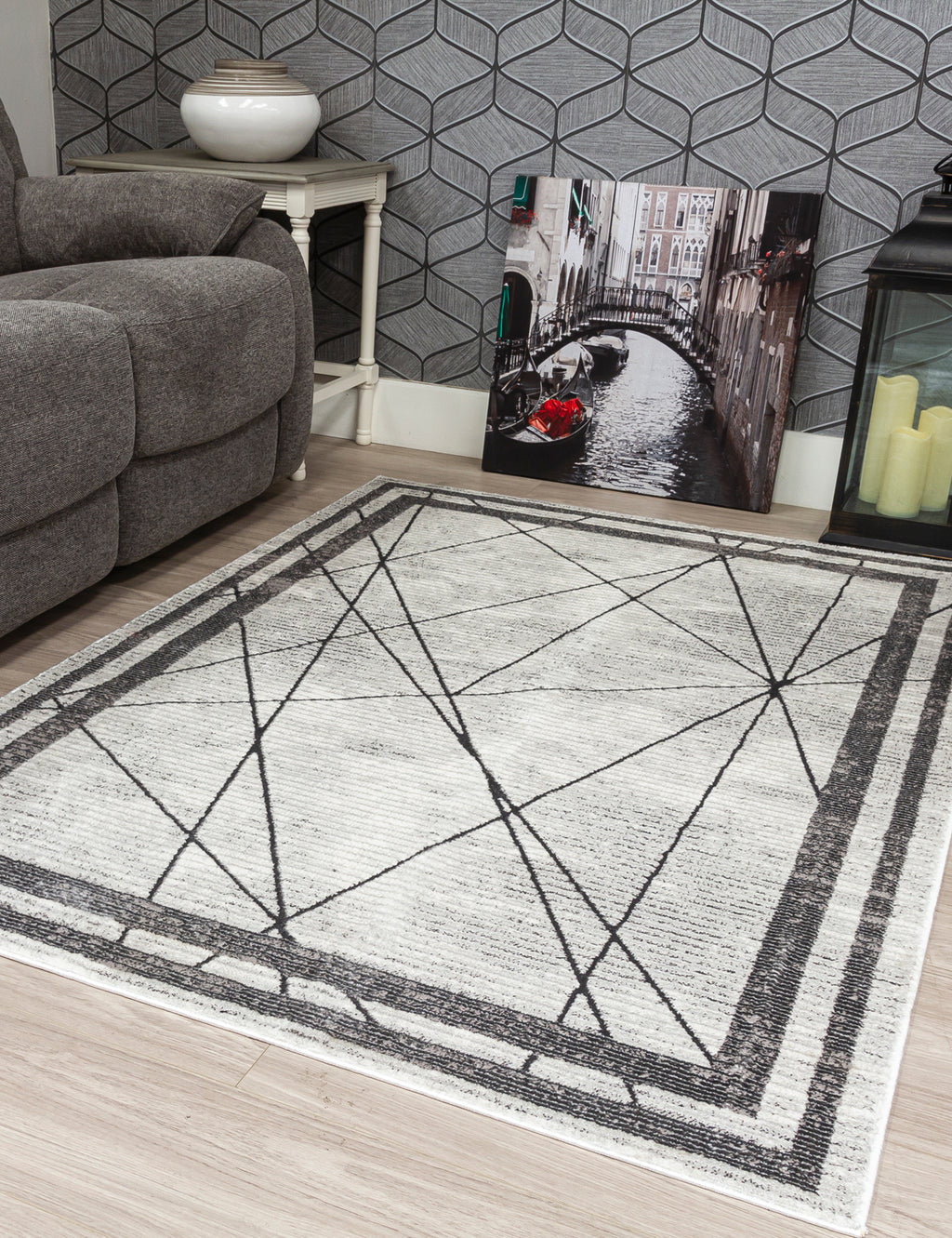 Glitz Art Deco Grey Rug