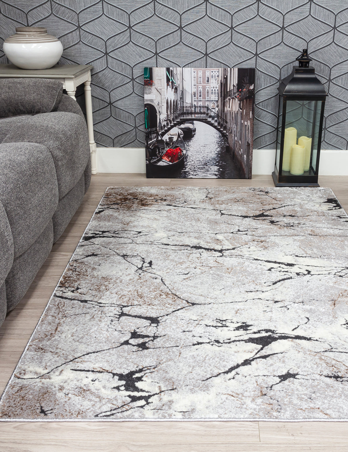 Glitz Marble Grey Rug
