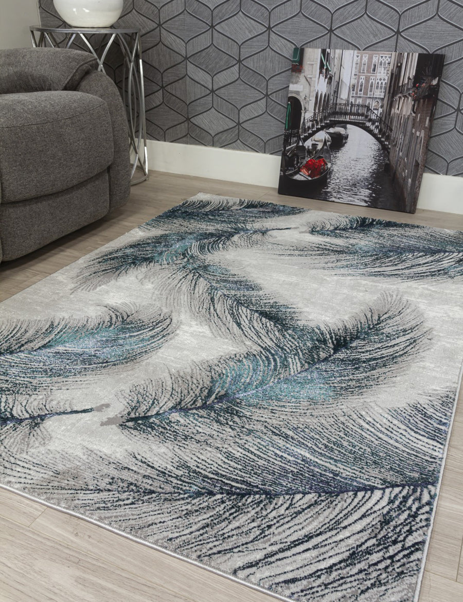 Boutique Plumes Blue Rug