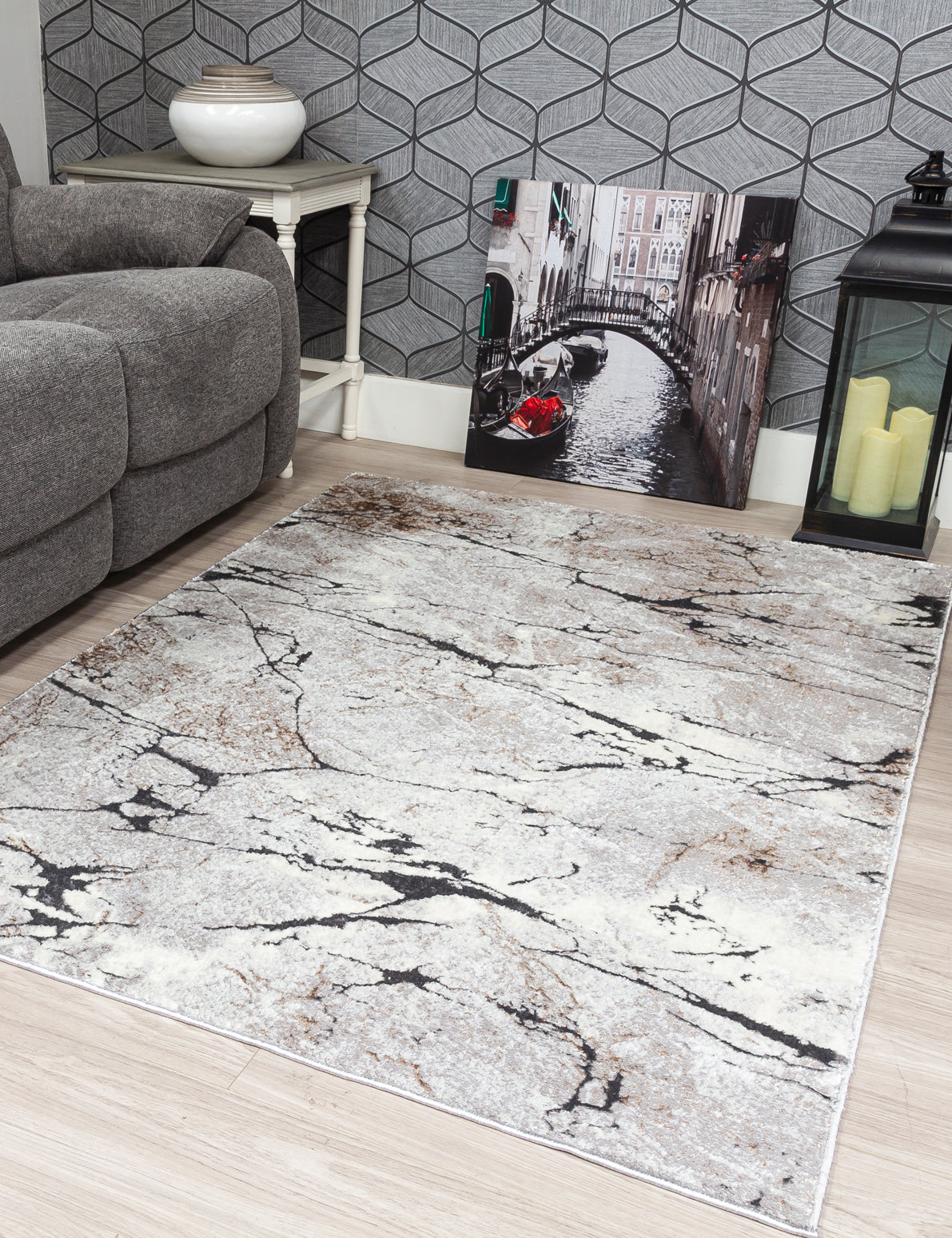 Glitz Marble Grey Rug