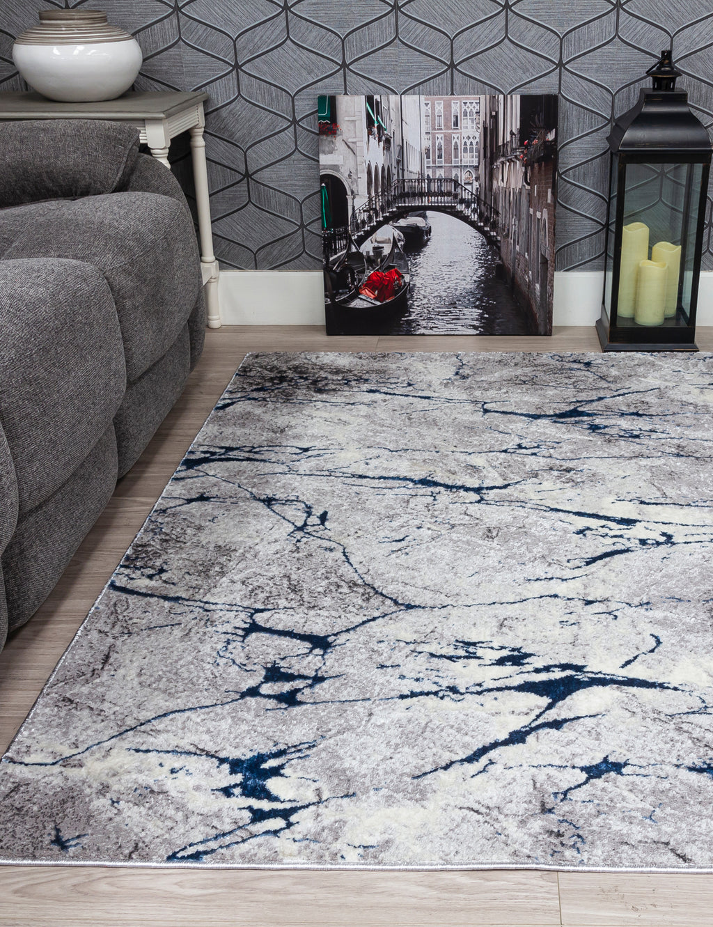 Glitz Marble Blue Rug